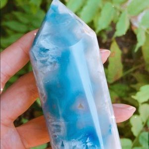 Blue Dyed agate tower